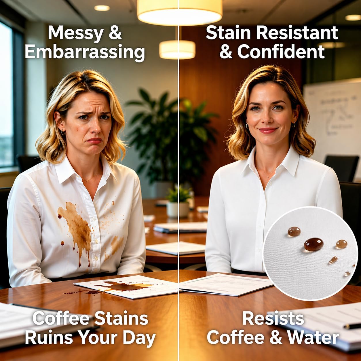 HOTOUCH Women Button Down Shirts Long Sleeve Stain Shield Dress Shirts Slim fit Work Blouses Office Business Tops