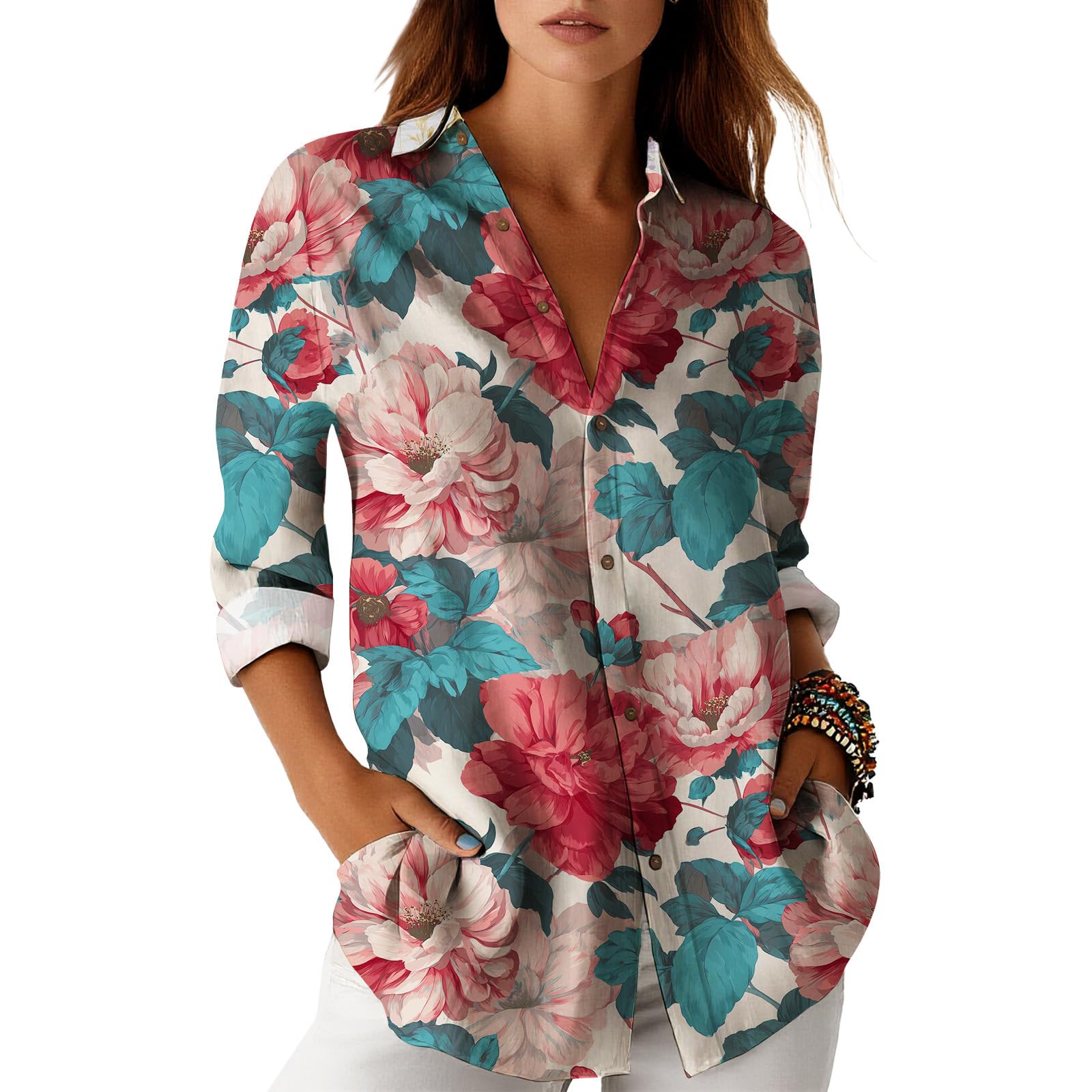 Blouses for Women Dressy Casual Designer Style Long Sleeve Womens Tops Trendy Button Down Womens Shirts