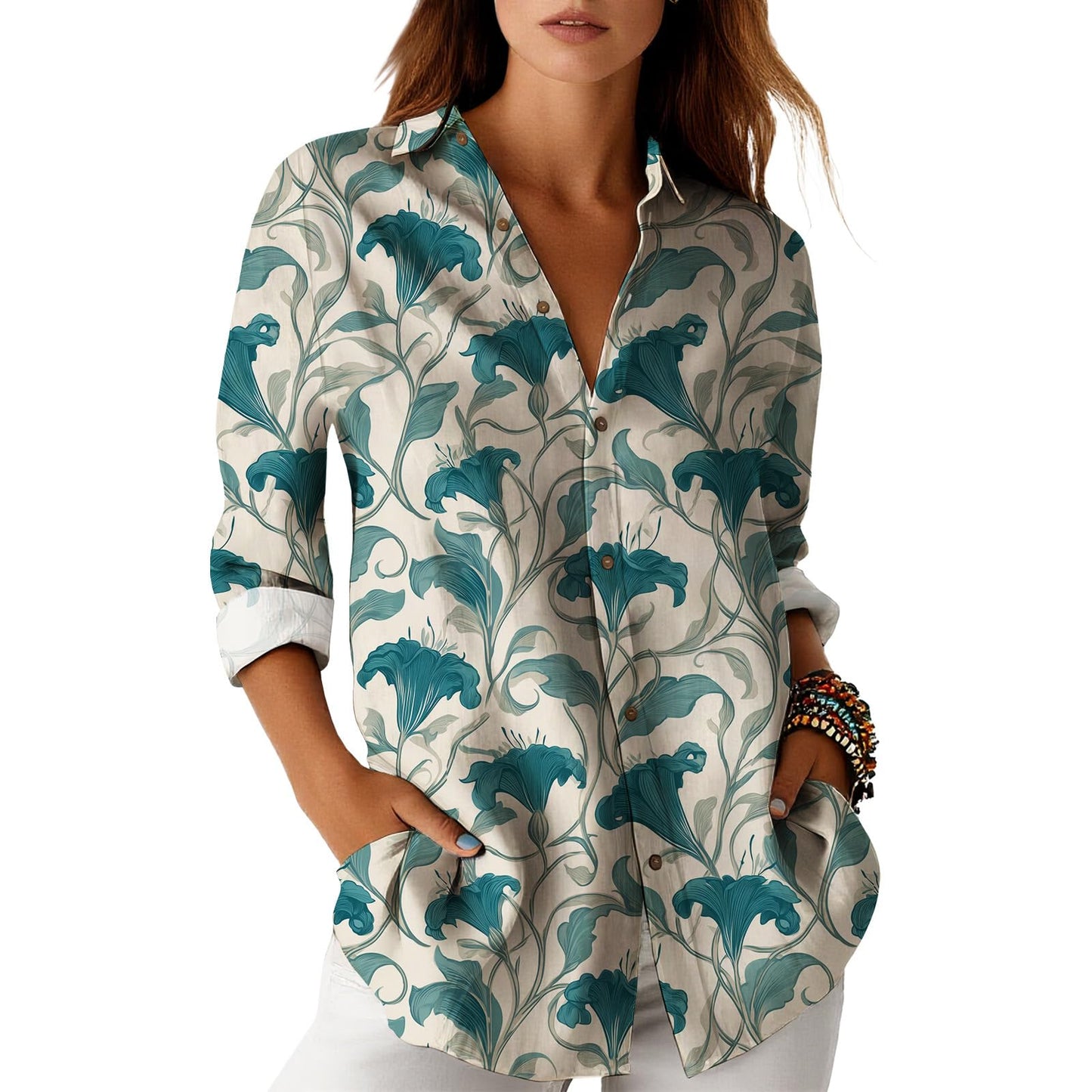 Blouses for Women Dressy Casual Designer Style Long Sleeve Womens Tops Trendy Button Down Womens Shirts