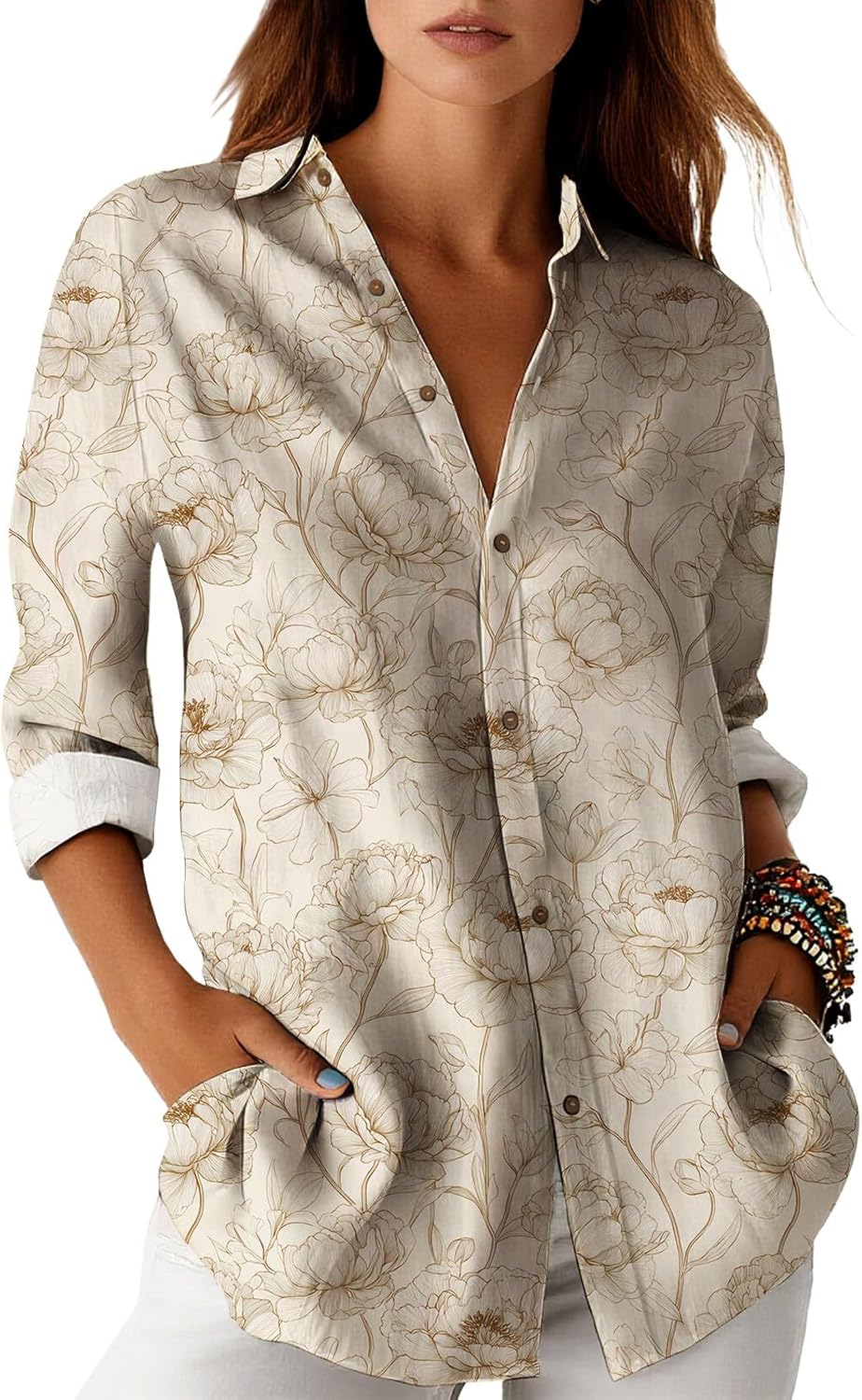 Blouses for Women Dressy Casual Designer Style Long Sleeve Womens Tops Trendy Button Down Womens Shirts
