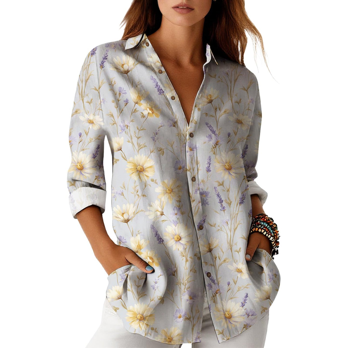 Blouses for Women Dressy Casual Designer Style Long Sleeve Womens Tops Trendy Button Down Womens Shirts