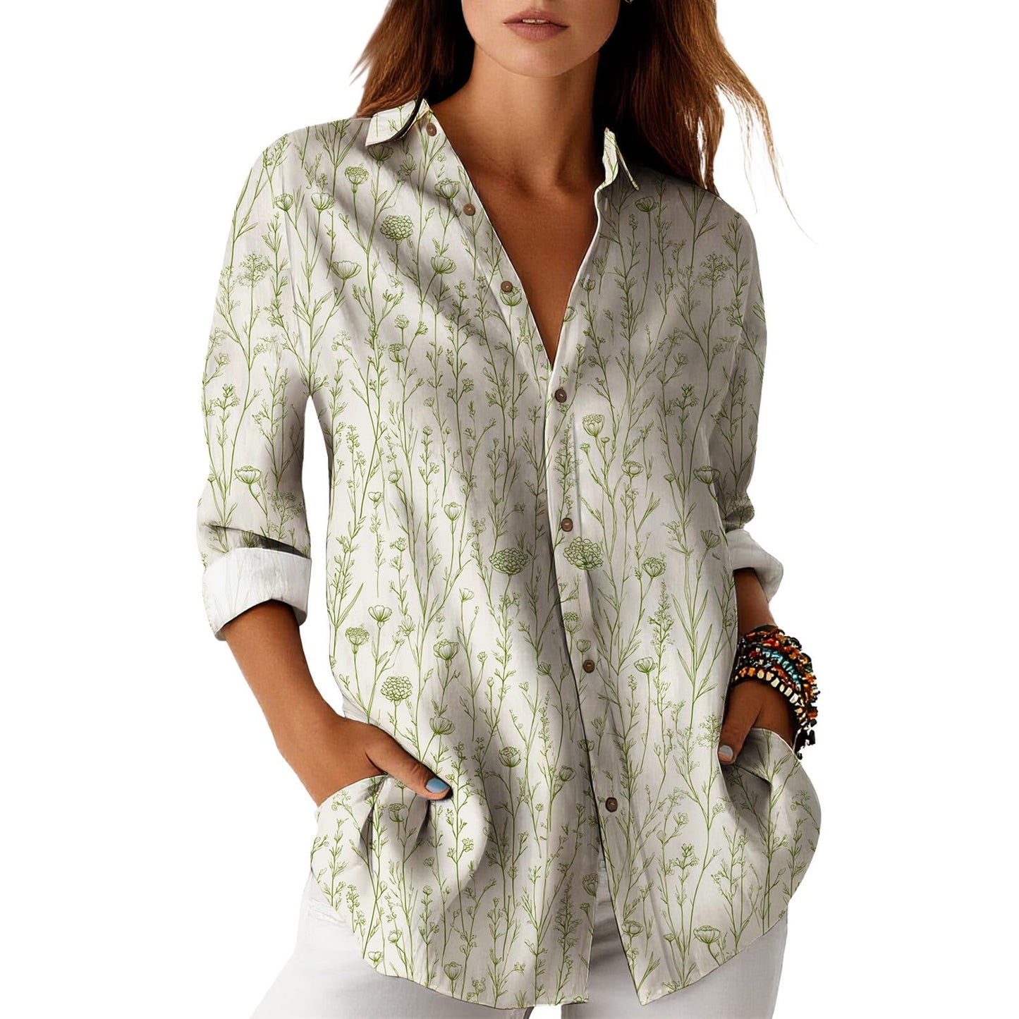 Blouses for Women Dressy Casual Designer Style Long Sleeve Womens Tops Trendy Button Down Womens Shirts