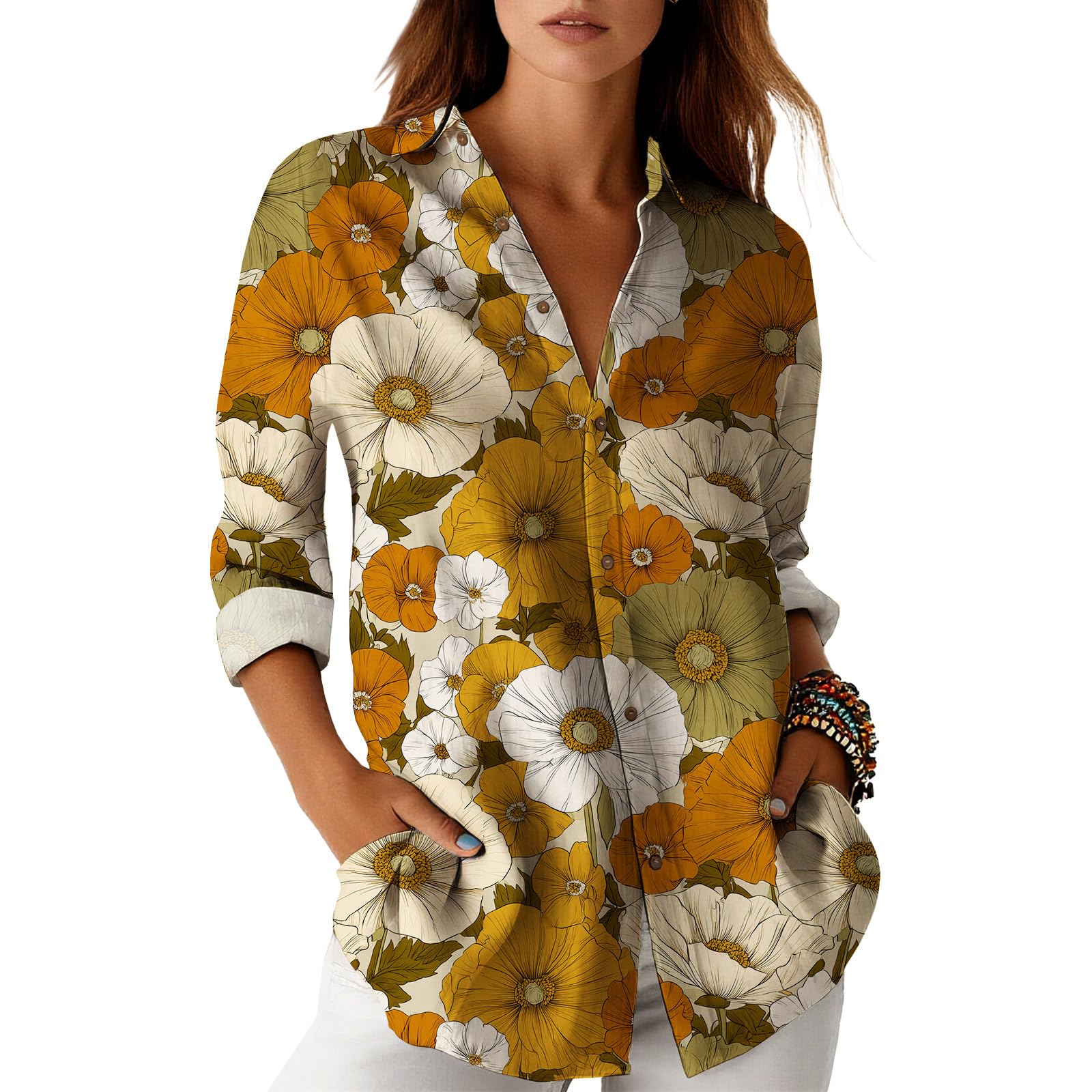 Blouses for Women Dressy Casual Designer Style Long Sleeve Womens Tops Trendy Button Down Womens Shirts