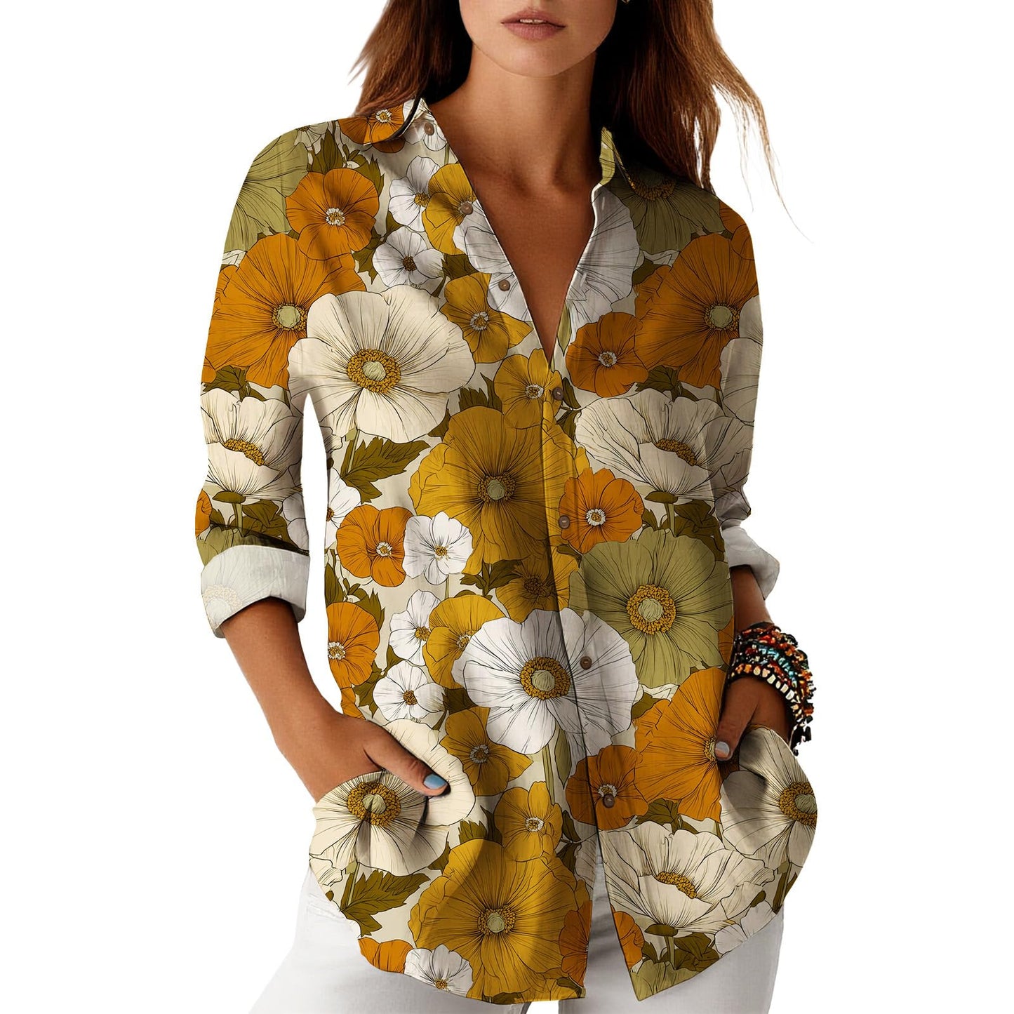 Blouses for Women Dressy Casual Designer Style Long Sleeve Womens Tops Trendy Button Down Womens Shirts
