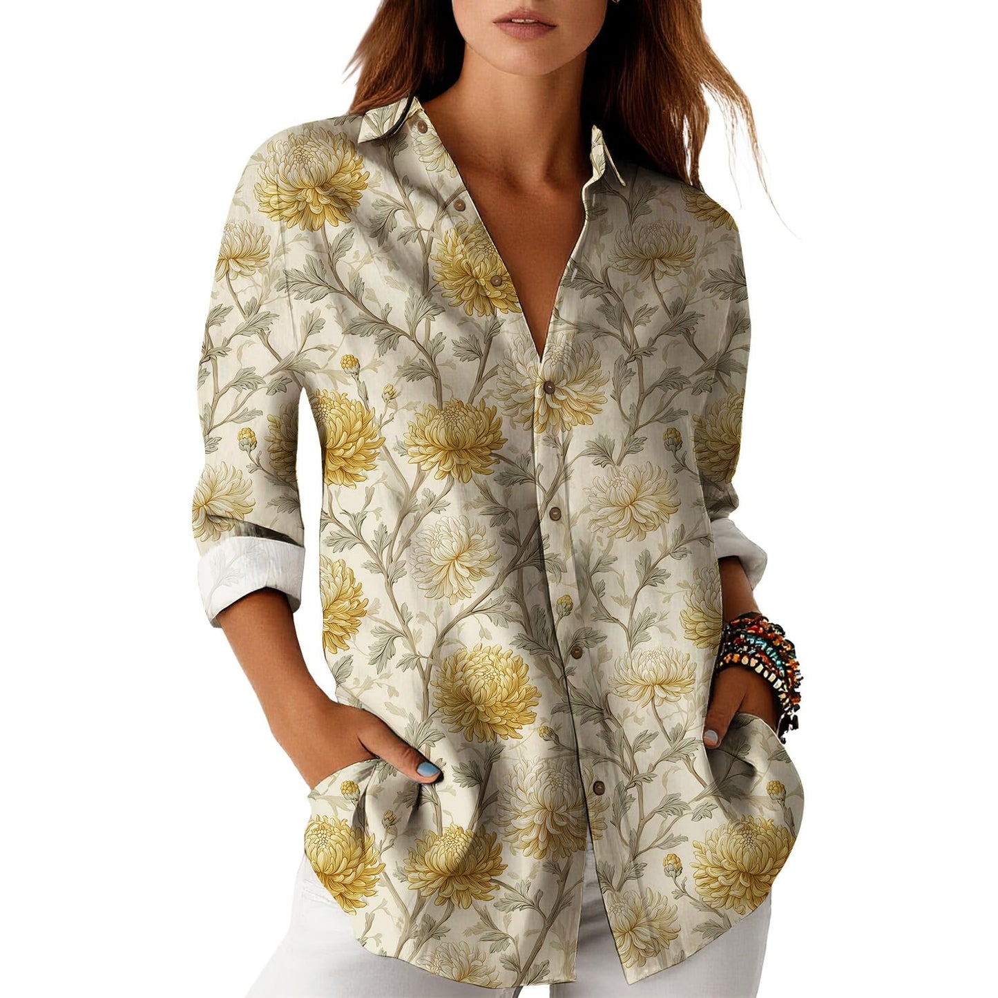 Blouses for Women Dressy Casual Designer Style Long Sleeve Womens Tops Trendy Button Down Womens Shirts