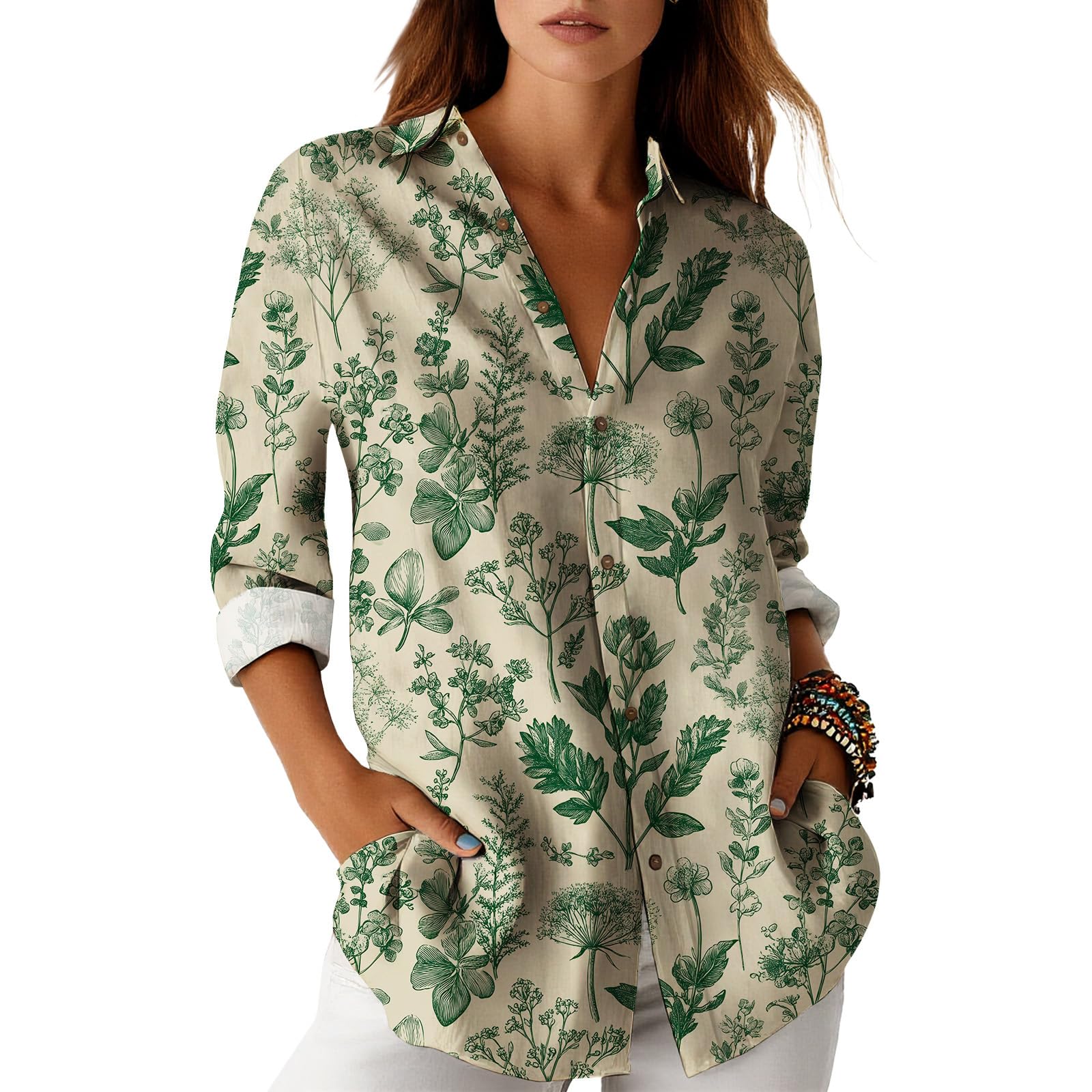 Blouses for Women Dressy Casual Designer Style Long Sleeve Womens Tops Trendy Button Down Womens Shirts