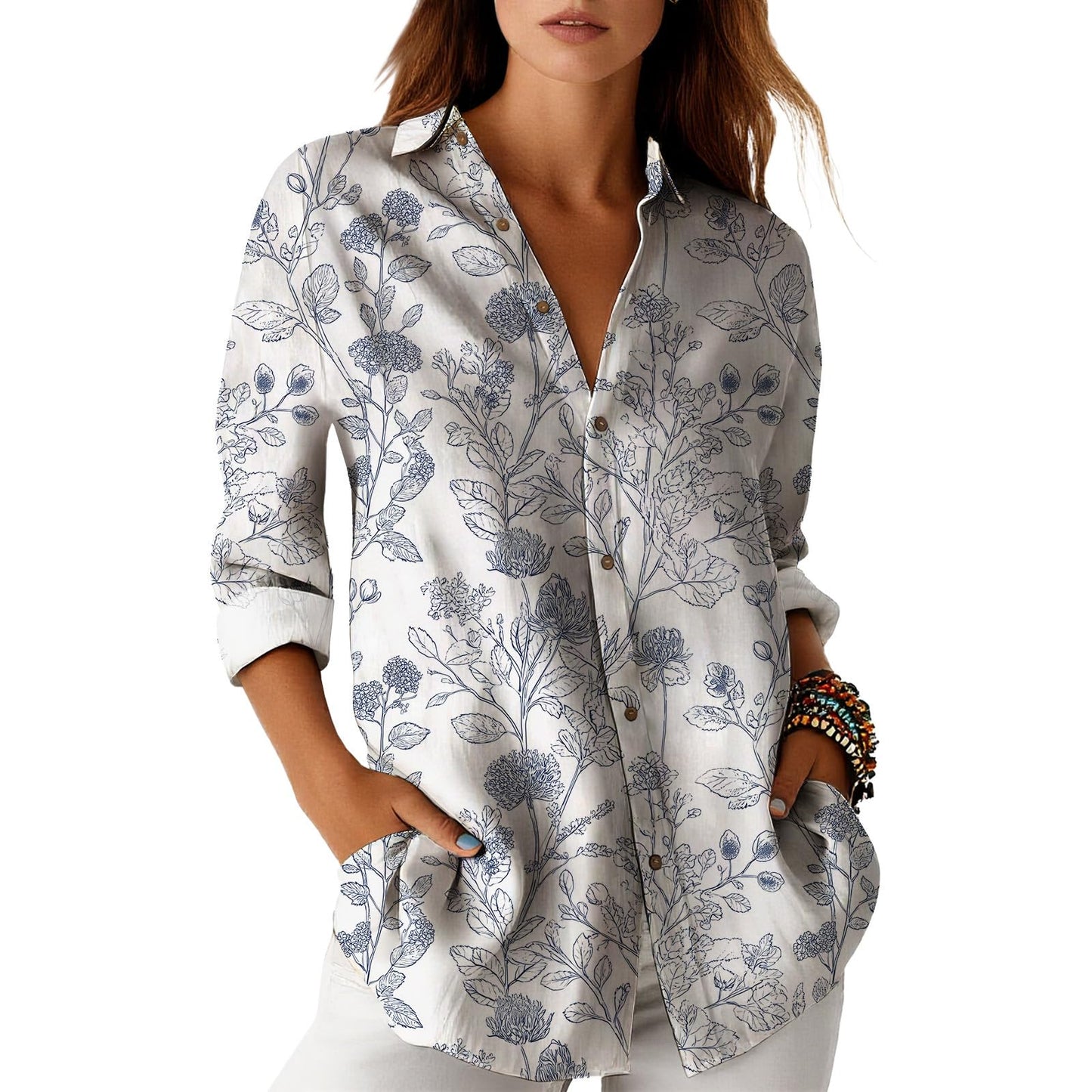 Blouses for Women Dressy Casual Designer Style Long Sleeve Womens Tops Trendy Button Down Womens Shirts