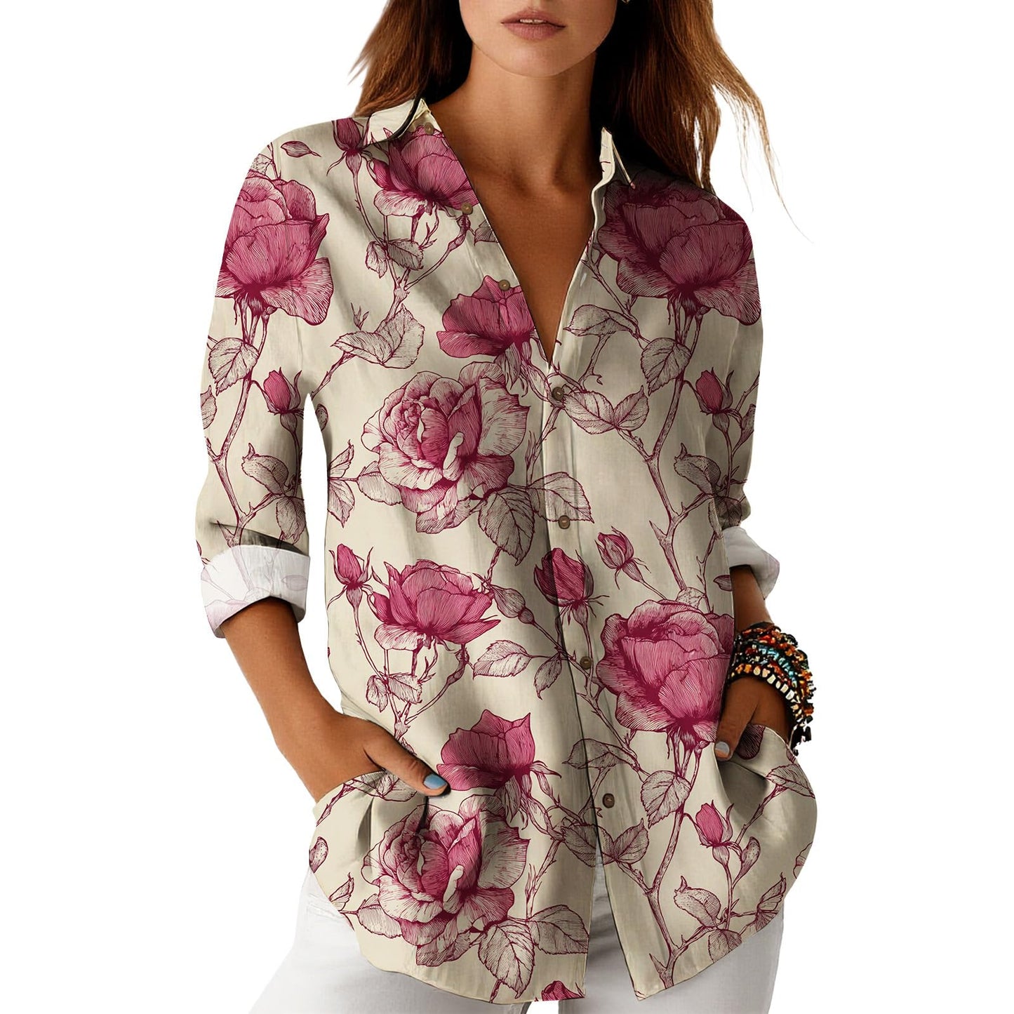 Blouses for Women Dressy Casual Designer Style Long Sleeve Womens Tops Trendy Button Down Womens Shirts